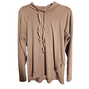 Marika Womens Med Activewear Hoodie Sweatshirt Rose Heathered Thumbholes Pockets